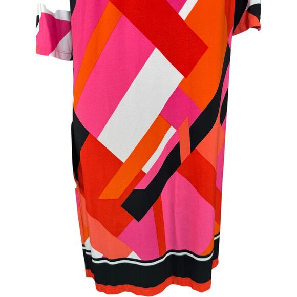 J Howard Shift Dress 18 Multicolor Geometric Half Sleeve Polyester Spandex - Picture 10 of 14